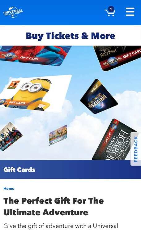 Visa Gift Cards Accepted In UOR Universal Orlando Resort