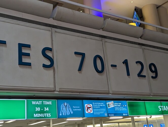 TSA posted wait 30-34 minutes